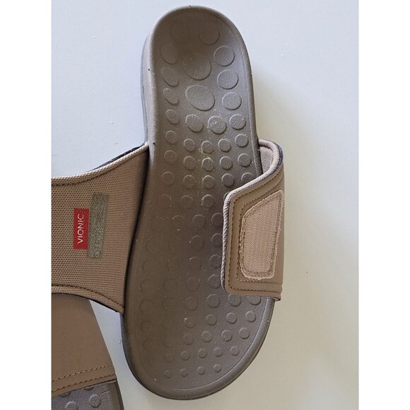 Vionic Kiwi Women's Motion  Orthotic Slide Sandals Size 9 Tan Adjust Hook  Loop - Picture 10 of 13
